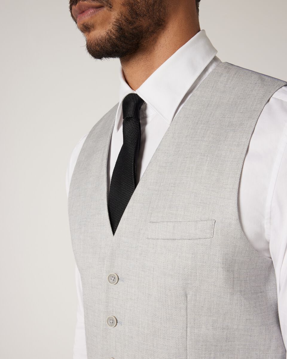 5 Button Textured Tailored Vest, , hi-res